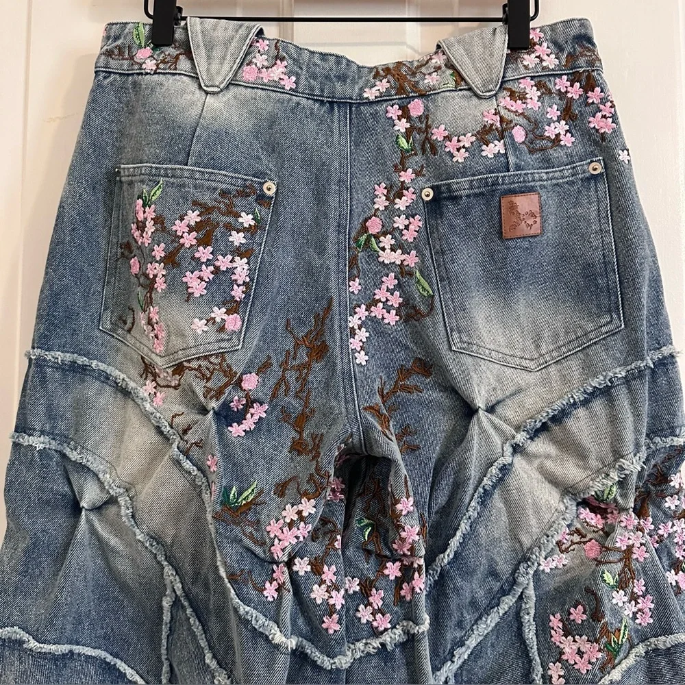 Bad Son CHERRY BLOSSOM DENIM PANTS JEANS Size Small NWT - Picture 6 of 10
